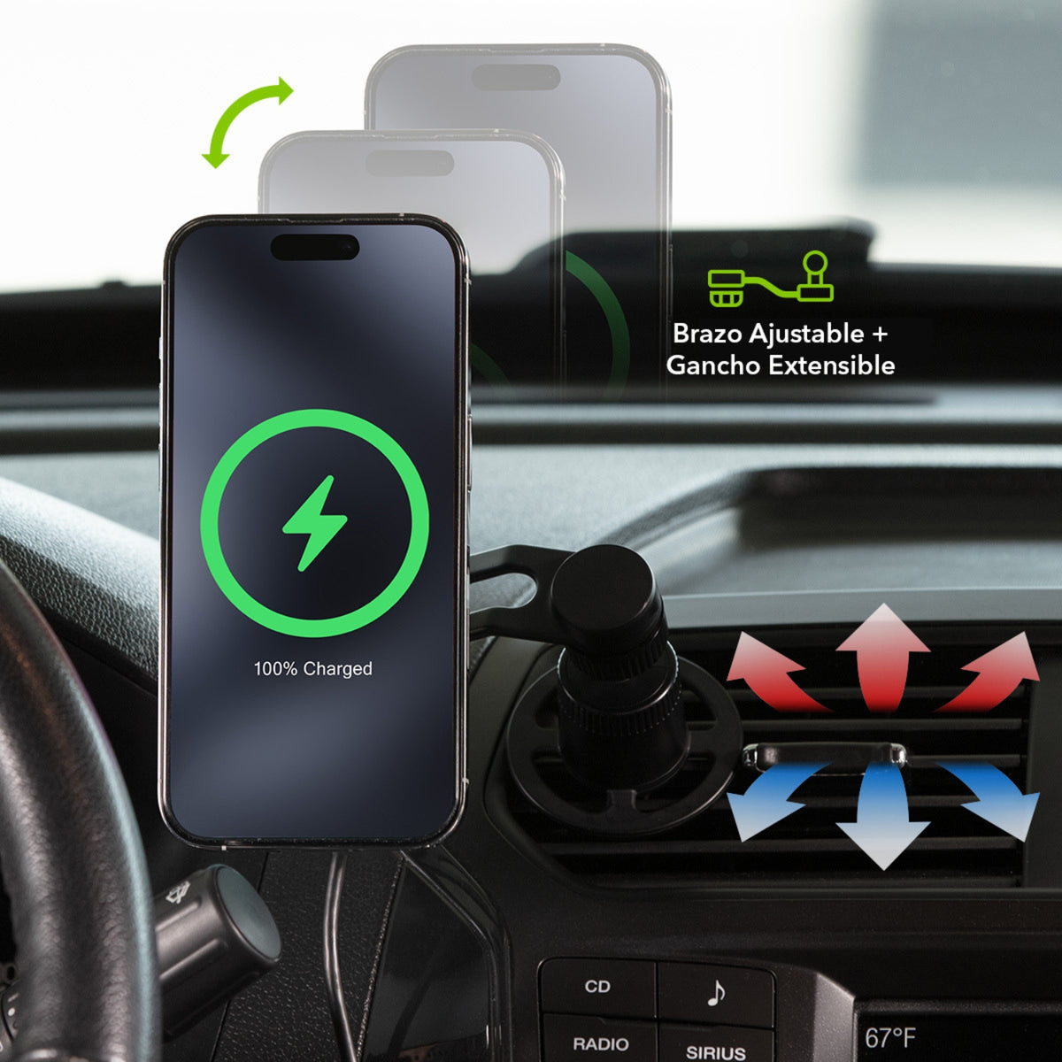 Cargador de auto inalámbrico Magsafe 7.5W Mophie negro