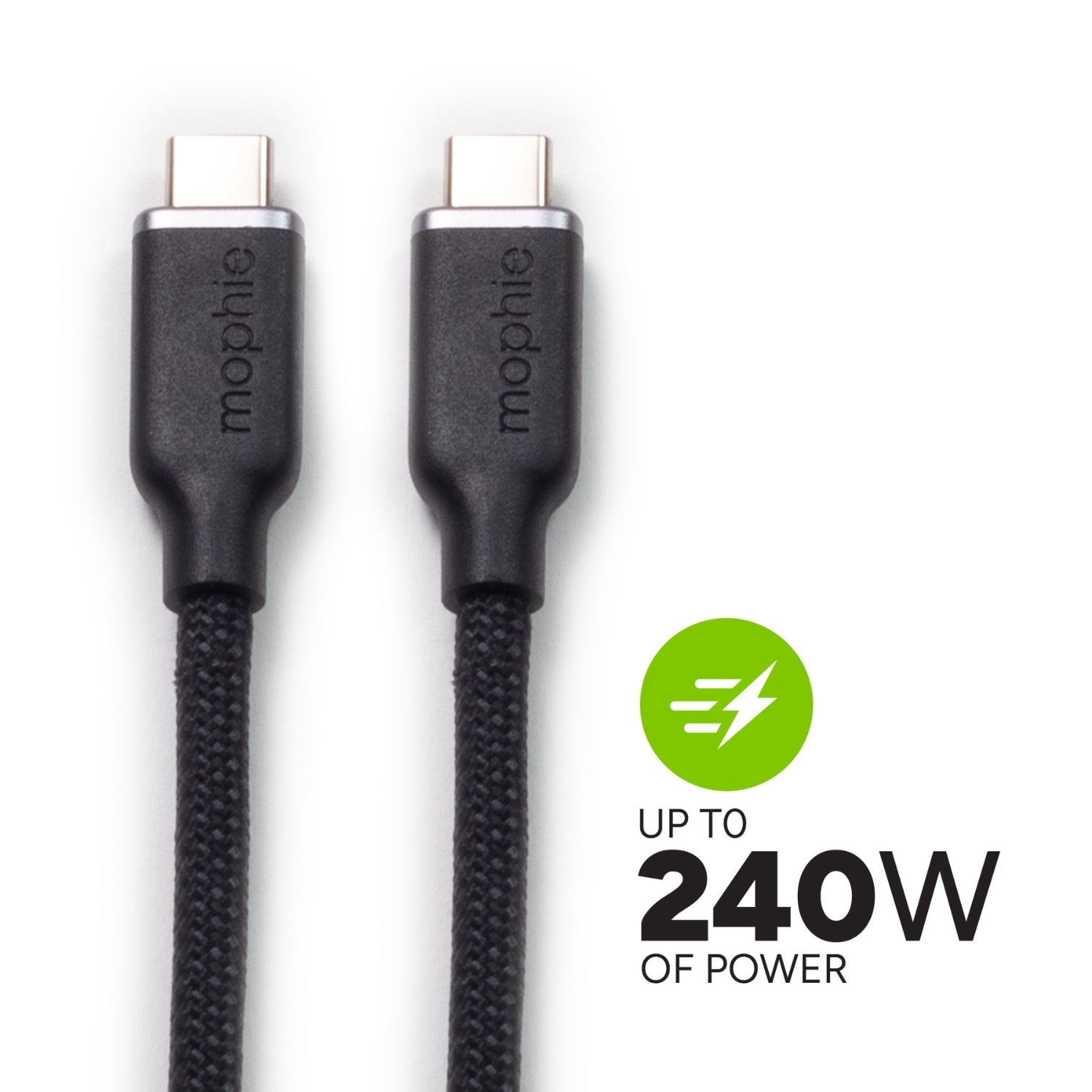 Cable USB-C a USB-C 4.0 240W 0.8 Mt trenzado Mophie negro