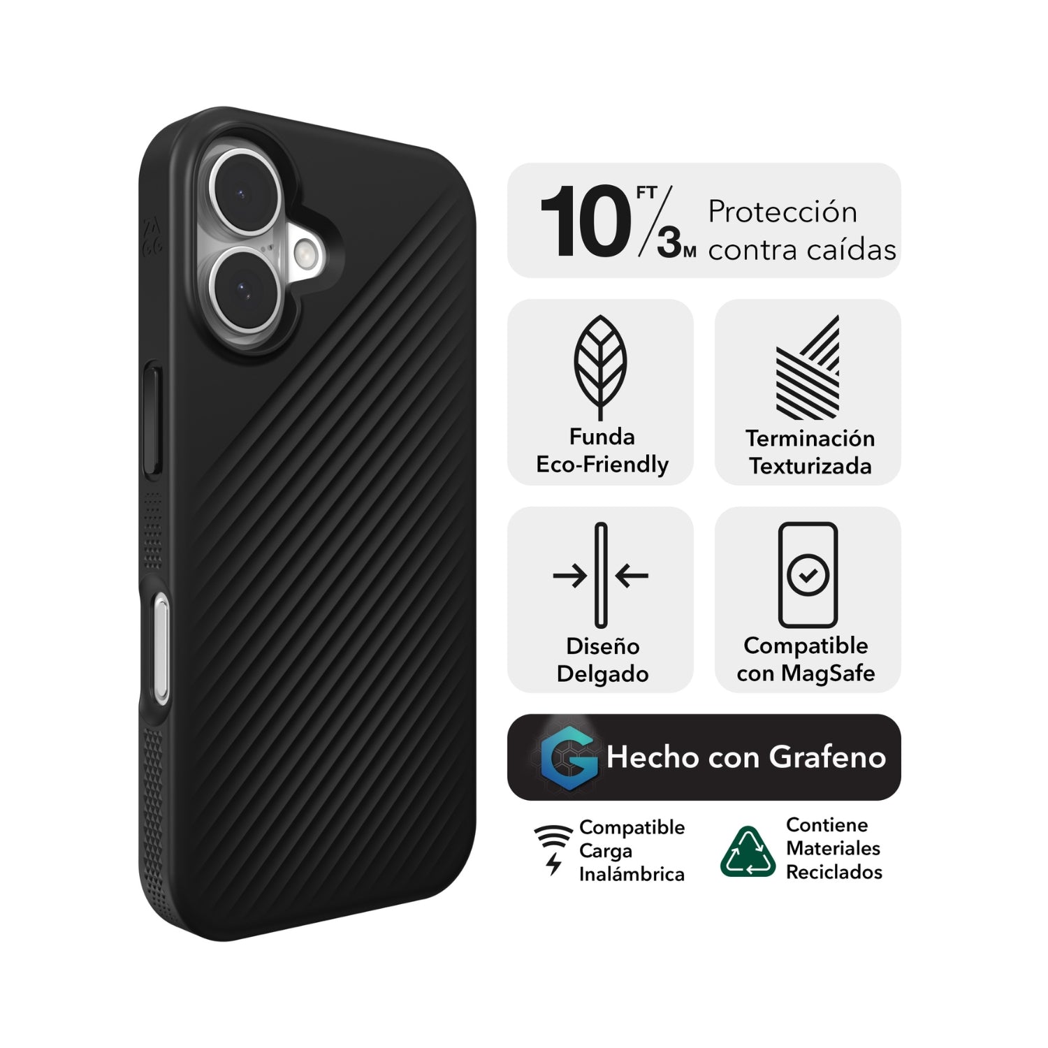 Funda Luxe Snap Magsafe iPhone 16 Zagg Negro