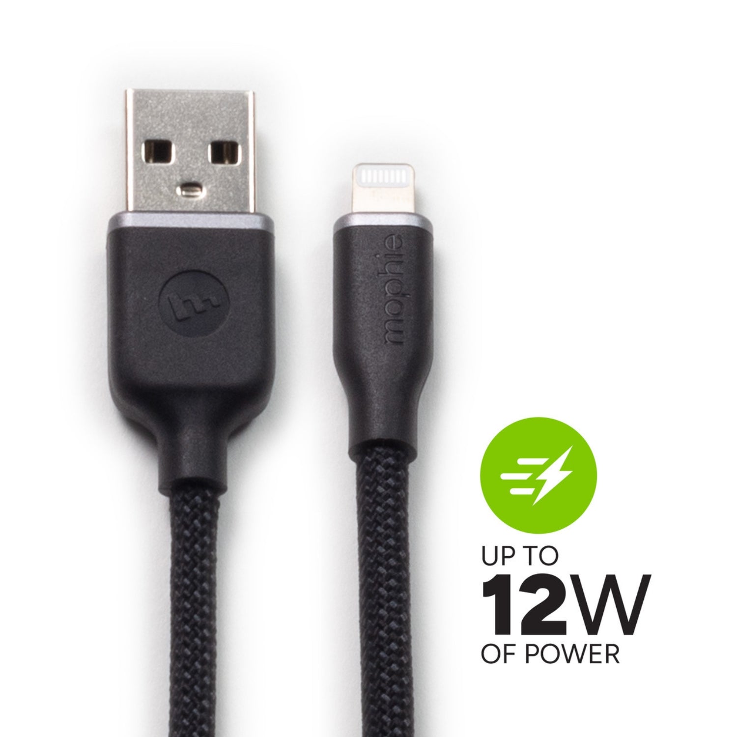 Cable USB-A a Lightning 1.0 Mt trenzado Mophie negro