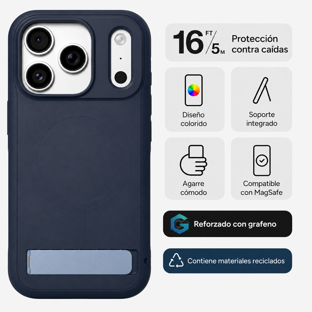 Carcasa Sedona Snap con Soporte para iPhone 18 Pro Azul Marino - 2