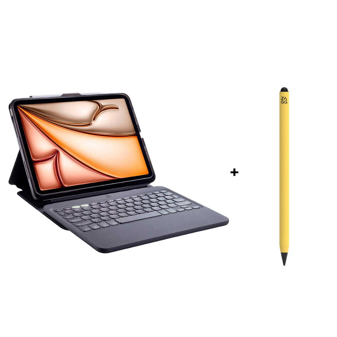 Combo Funda con teclado Pro Keys 2 para iPad Air 13" M2 Zagg + Lápiz Pro Stylus 2 Amarillo