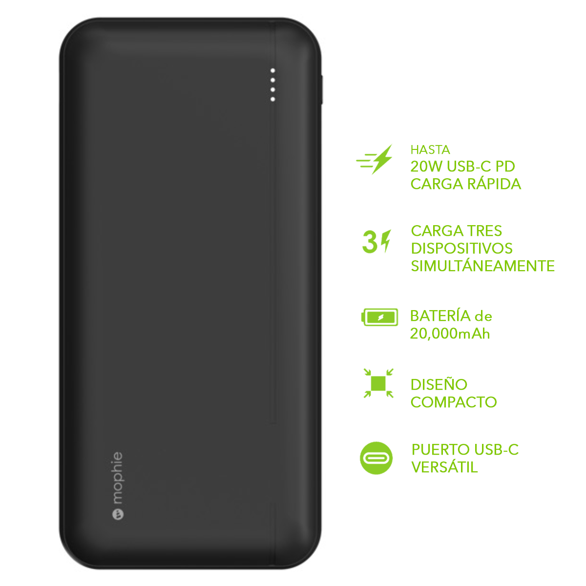 Batería portátil powerstation de 20.000mAh con puertos USB-C PD y USB-A