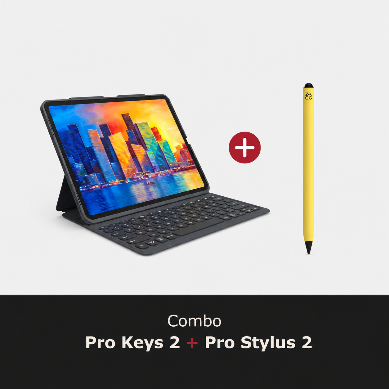 Combo Funda con teclado Pro Keys para iPad Air 11" M2 Zagg ES + Lápiz Pro Stylus 2 Amarillo