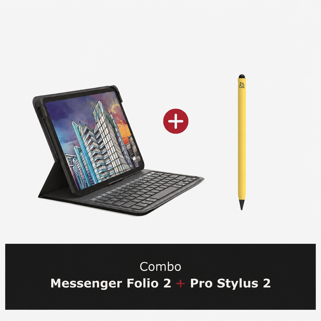 Combo Teclado con Funda ZAGG Messenger Folio 2 para iPad (A16) Español + Lápiz Pro Stylus 2 Amarillo