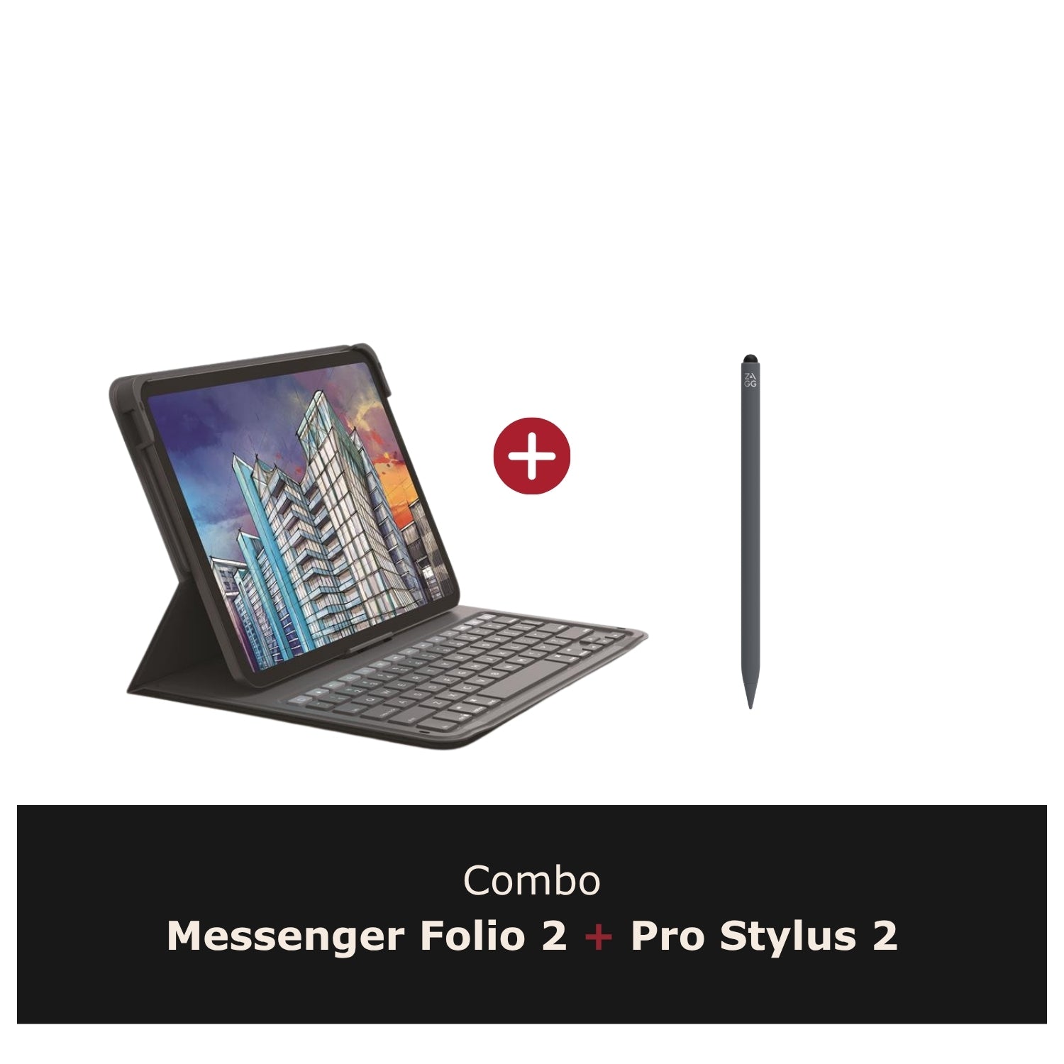 Combo Teclado con Funda ZAGG Messenger Folio 2 para iPad (A16) Español + Lápiz Pro Stylus 2