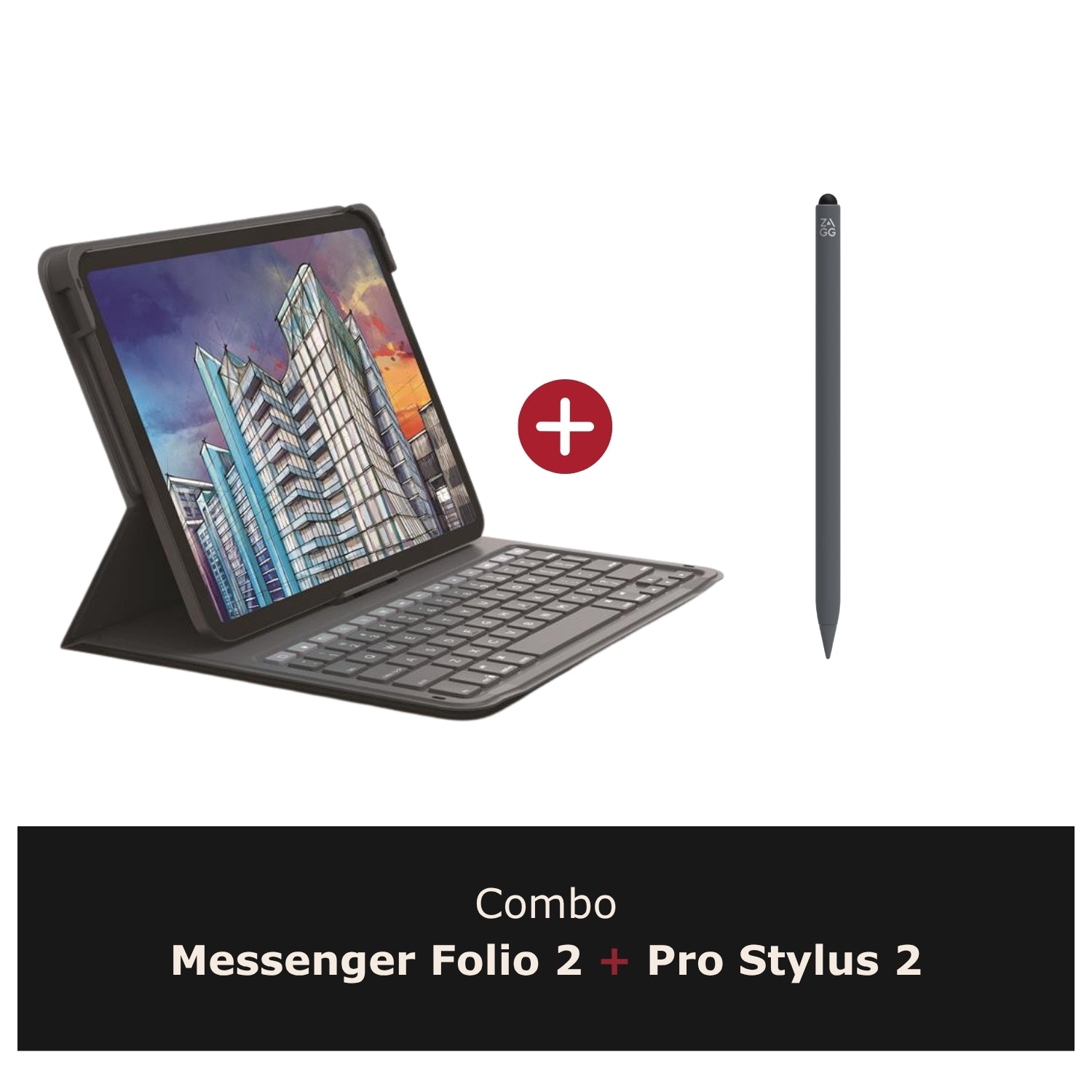 Combo Teclado con Funda ZAGG Messenger Folio 2 para iPad (A16) Español + Lápiz Pro Stylus 2